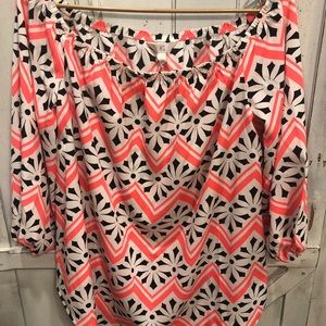 Bright Coral and Black Top🌸